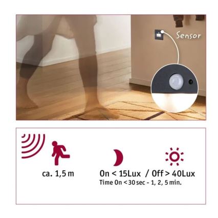 Paulmann  93135 - LED/1,2W Oświetlenie schodowe z czujnikiem EDGE 230V czarne