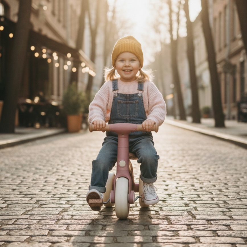 PETITE&MARS - Dziecięcy trójkołowy rowerek 3w1 BINGO Przygaszony róż