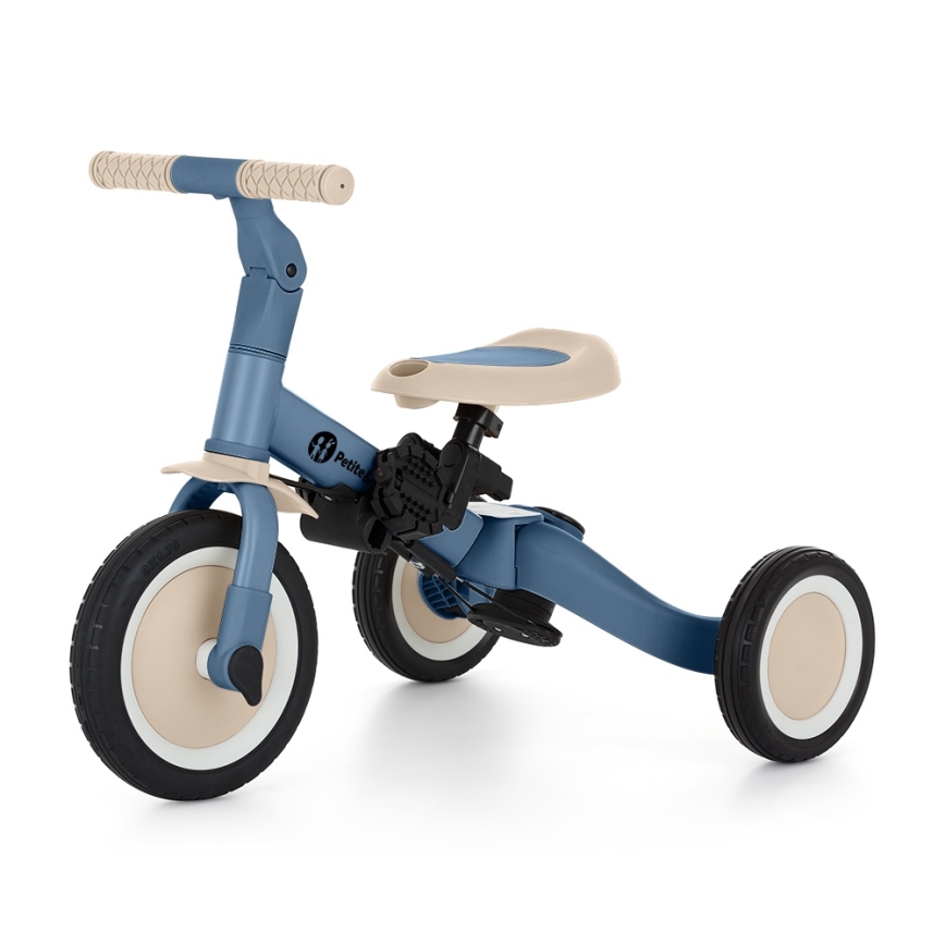 PETITE&MARS - Dziecięcy trójkołowy rowerek 5 w 1 TURBO PLUS Ocean Blue