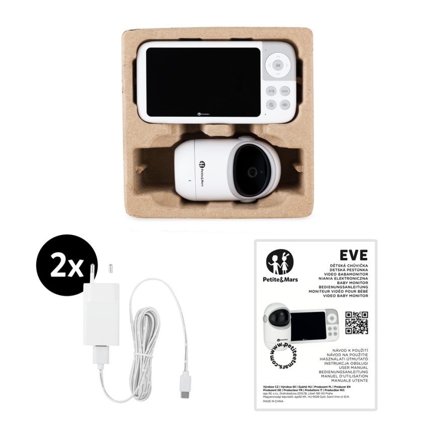 PETITE&MARS - Elektroniczna niania z monitorem EVE 5.0 3,8V 3050 mAh