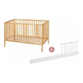 PETITE&MARS - Łóżeczko dziecięce + barierka NELA BEECH 120x60 cm buk