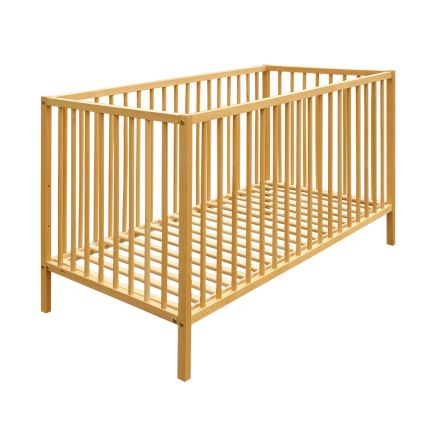 PETITE&MARS - Łóżeczko dziecięce + barierka NELA BEECH 120x60 cm buk