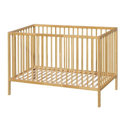 PETITE&MARS - Łóżeczko dziecięce + barierka NELA BEECH 120x60 cm buk