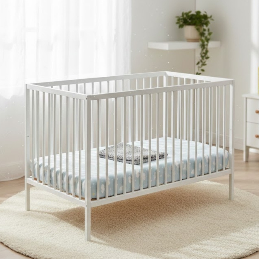 PETITE&MARS - Łóżeczko dziecięce z barierką NELA BEECH 120x60 cm białe/buk