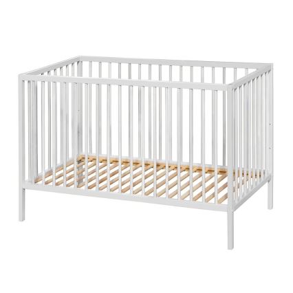 PETITE&MARS - Łóżeczko dziecięce z barierką NELA BEECH 120x60 cm białe/buk