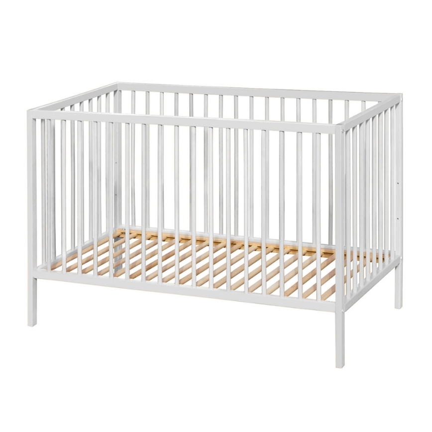 PETITE&MARS - Łóżeczko dziecięce z barierką NELA BEECH 120x60 cm białe/buk
