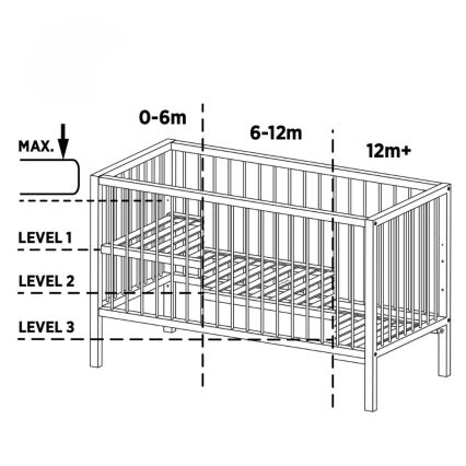 PETITE&MARS - Łóżeczko dziecięce z barierką NELA BEECH 120x60 cm białe/buk