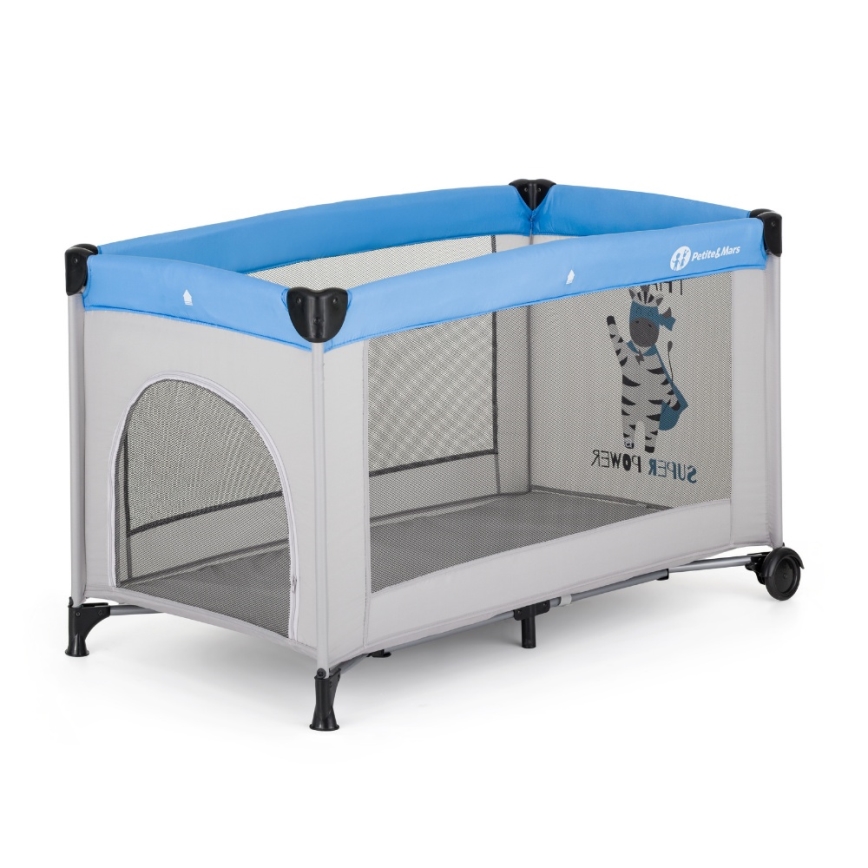 PETITE&MARS - Łóżeczko turystyczne KOOT Zebra Super Power