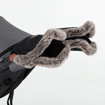 PETITE&MARS - Mufka na rączki wózka FURRY Forever Black