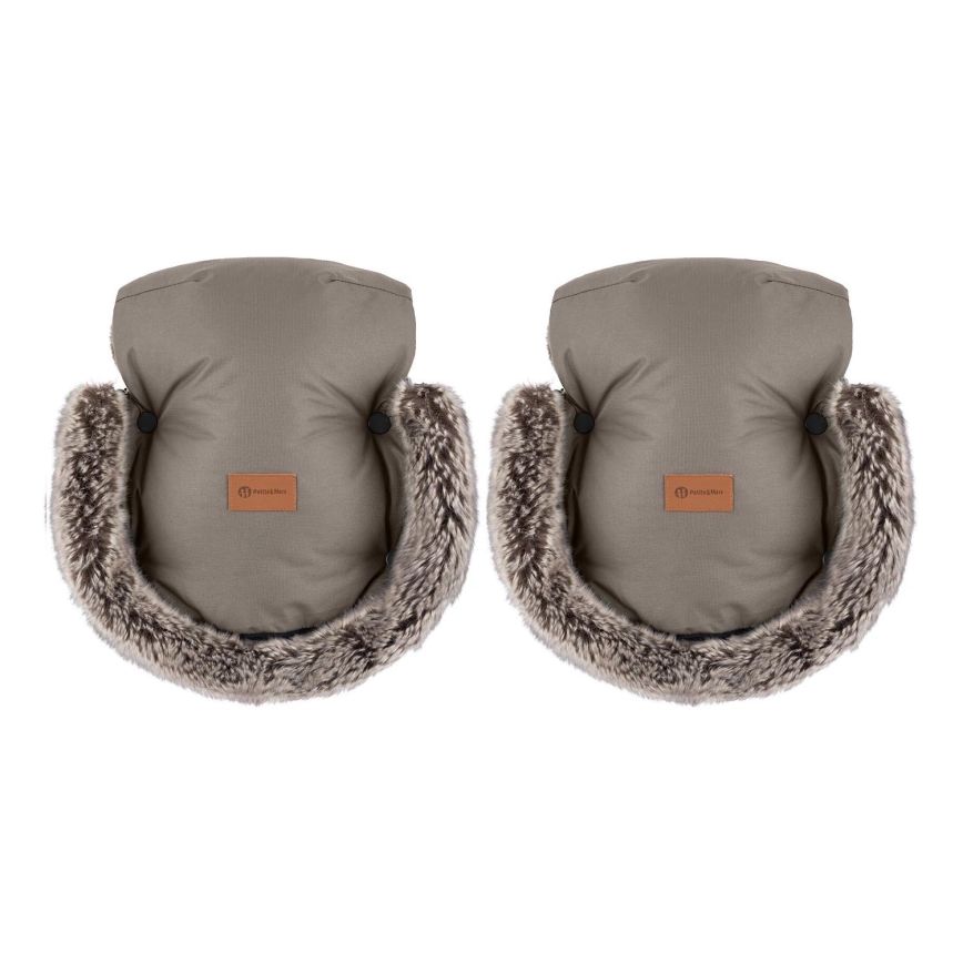 PETITE&MARS - Mufka na rączki wózka FURRY Mocha Mousse
