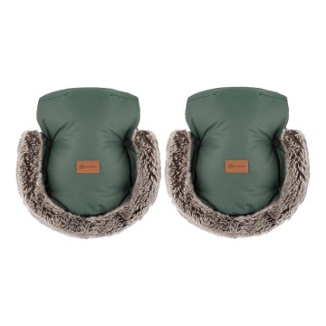 PETITE&MARS - Mufka na rączki wózka FURRY Veritable Khaki