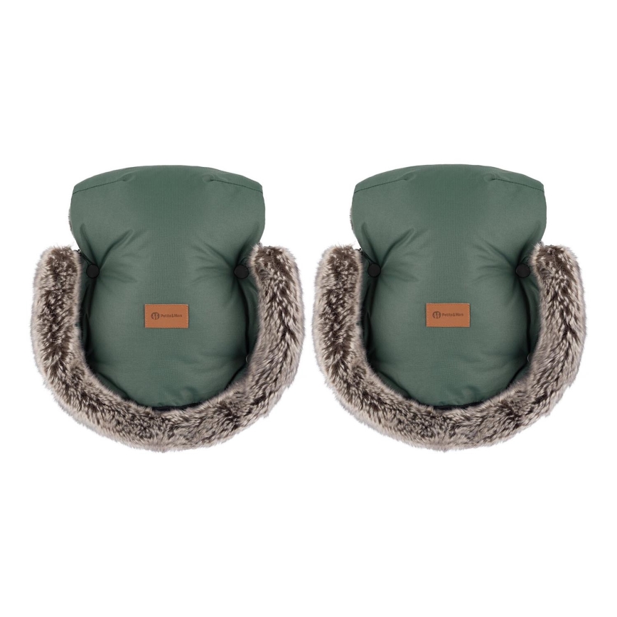 PETITE&MARS - Mufka na rączki wózka FURRY Veritable Khaki