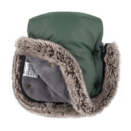 PETITE&MARS - Mufka na rączki wózka FURRY Veritable Khaki