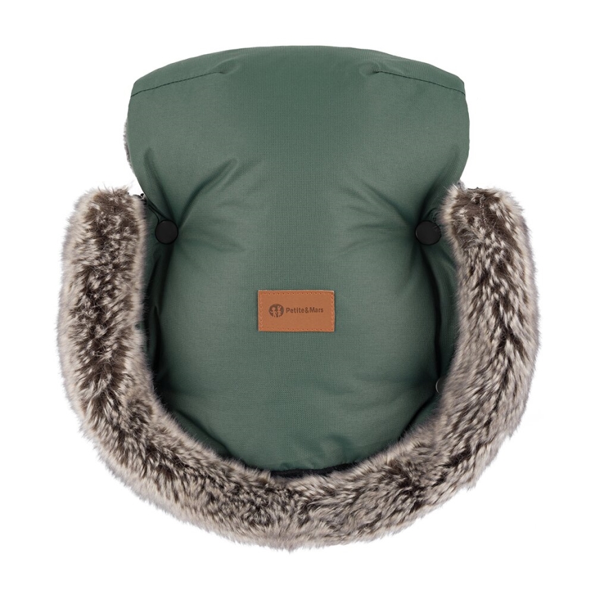 PETITE&MARS - Mufka na rączki wózka FURRY Veritable Khaki