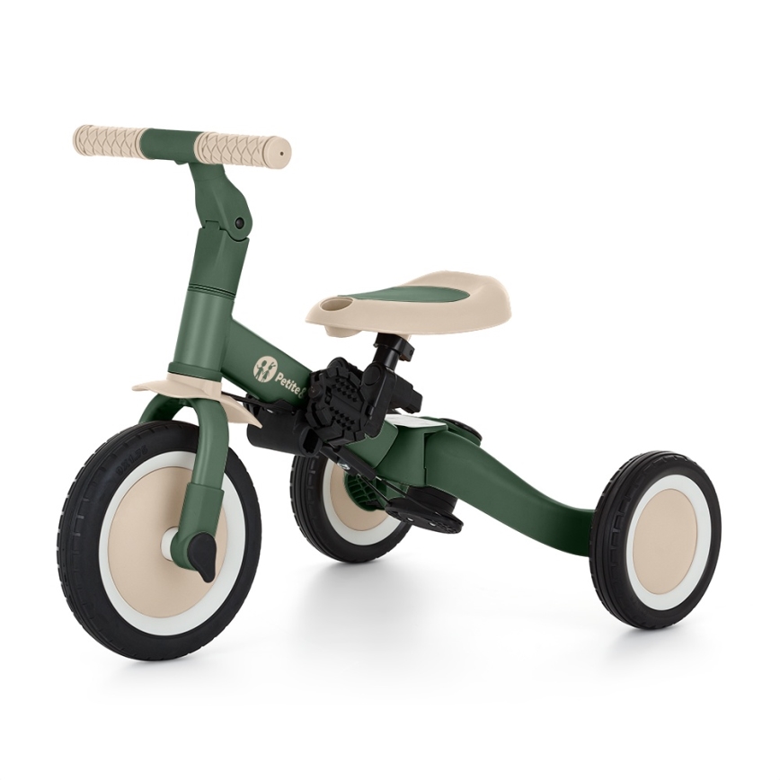 PETITE&MARS - Trójkołowy rowerek 5 w 1 TURBO PLUS Misty Green