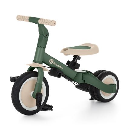 PETITE&MARS - Trójkołowy rowerek 5 w 1 TURBO PLUS Misty Green