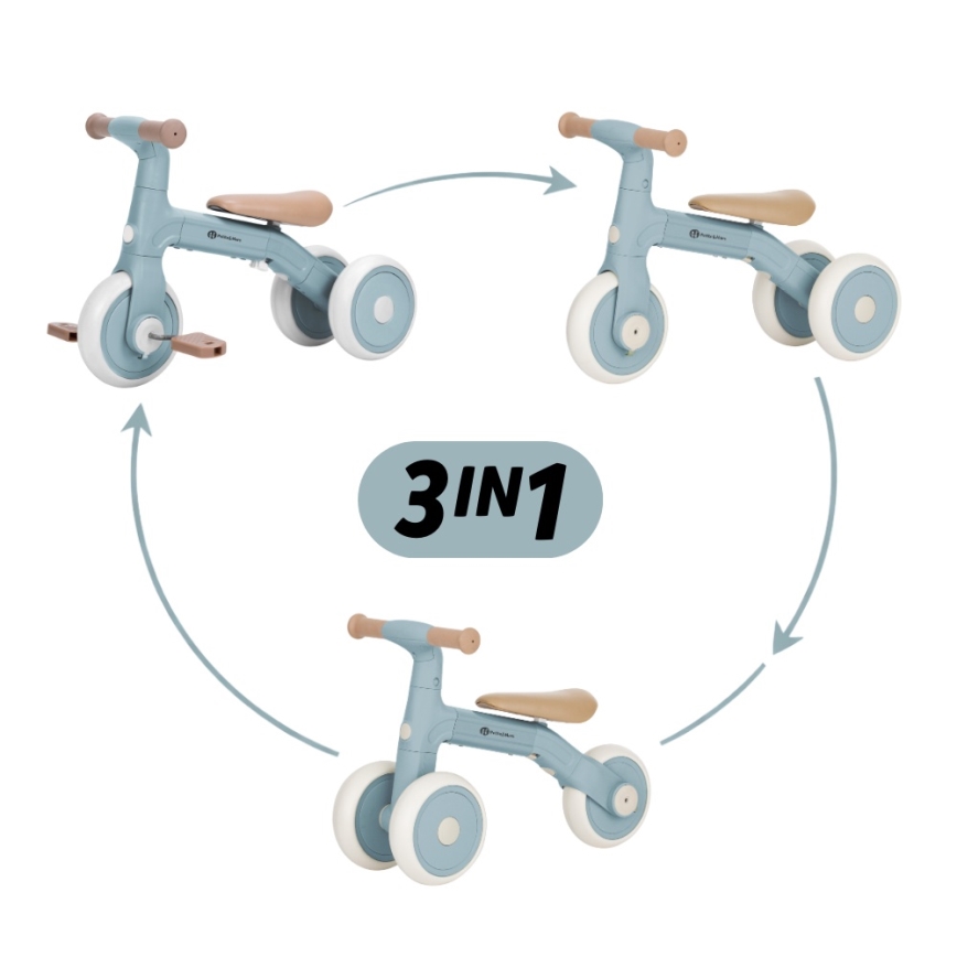 PETITE&MARS - Trójkołowy rowerek dziecięcy 3 w 1 BINGO Stering Blue