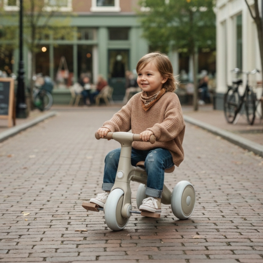 PETITE&MARS - Trójkołowy rowerek dziecięcy 3w1 BINGO, kremowo-biały
