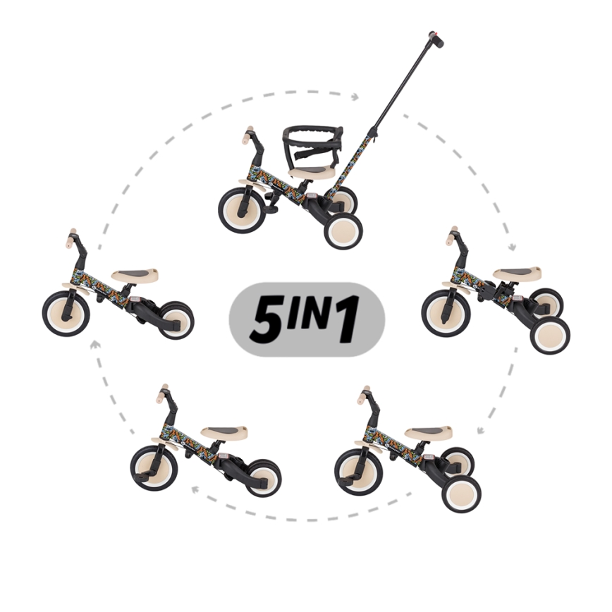 PETITE&MARS - Trójkołowy rowerek dziecięcy 5 w 1 TURBO LIMITED City Beat