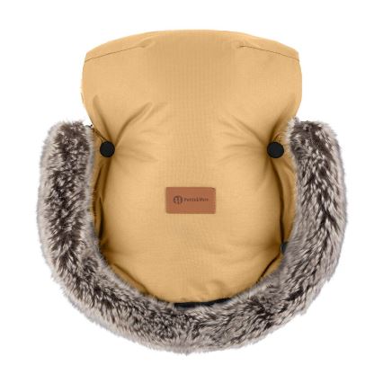 PETITE&MARS - ZESTAW Śpiworek dziecięcy 4w1 COMFY + mufki do wózka FURRY Elegancki Karmel