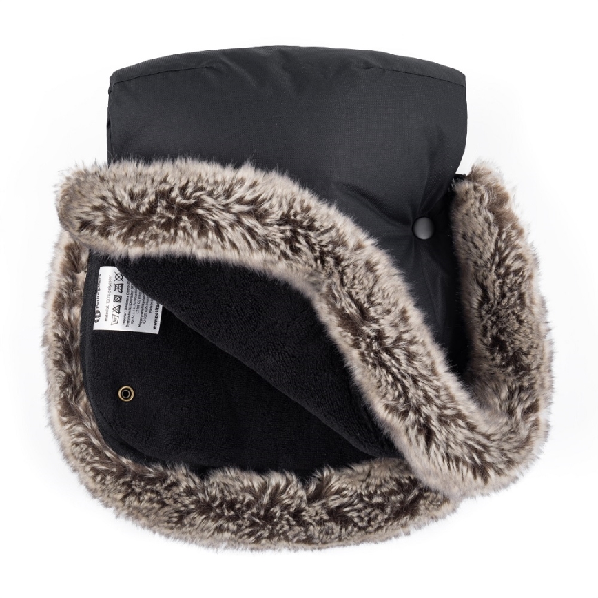 PETITE&MARS - ZESTAW Śpiwór dziecięcy 4 w 1 ARCTIC + mufka na wózek FURRY Forever Black