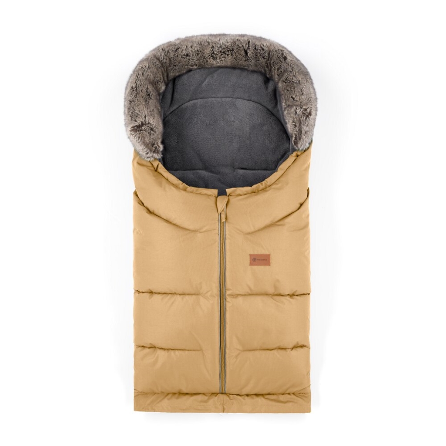 PETITE&MARS - ZESTAW Śpiwór dziecięcy 4 w 1 ARCTIC + mufki na ręce na wózek FURRY Elegant Caramel