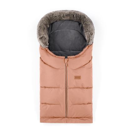 PETITE&MARS - ZESTAW Śpiwór dziecięcy 4 w 1 ARCTIC + mufki na ręce na wózek FURRY Pastel Peach
