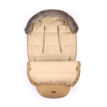 PETITE&MARS - ZESTAW Śpiwór dziecięcy 4 w 1 COMFY + mufki na ręce na wózek FURRY Elegant Caramel