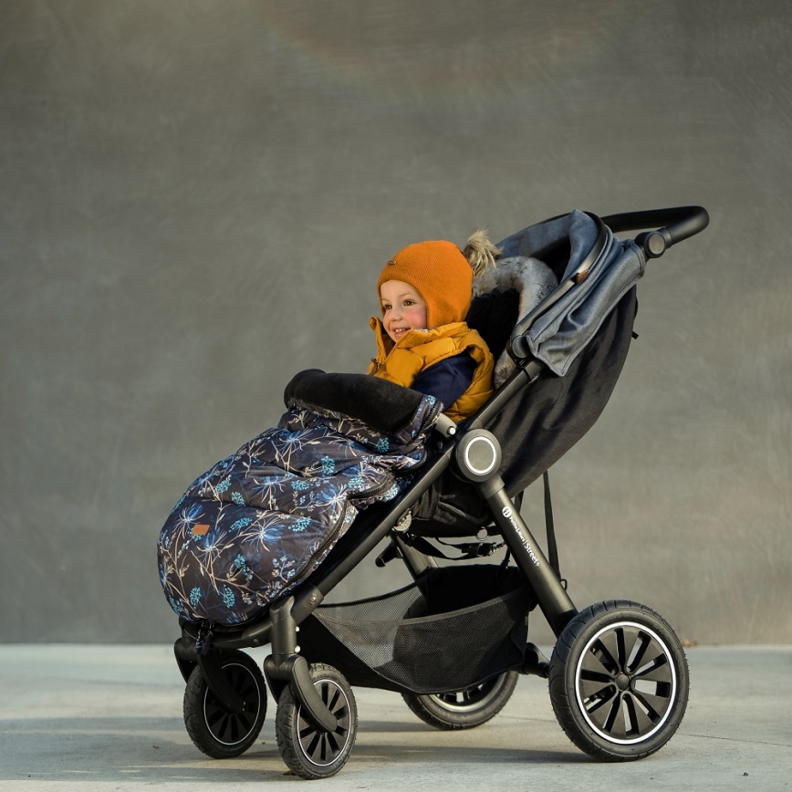 PETITE&MARS - ZESTAW Śpiwór dziecięcy 4 w 1 COMFY Stylish Beauty + mufki na ręce na wózek FURRY Forever Black
