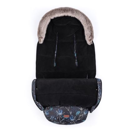 PETITE&MARS - ZESTAW Śpiwór dziecięcy 4 w 1 COMFY Stylish Beauty + mufki na ręce na wózek FURRY Forever Black