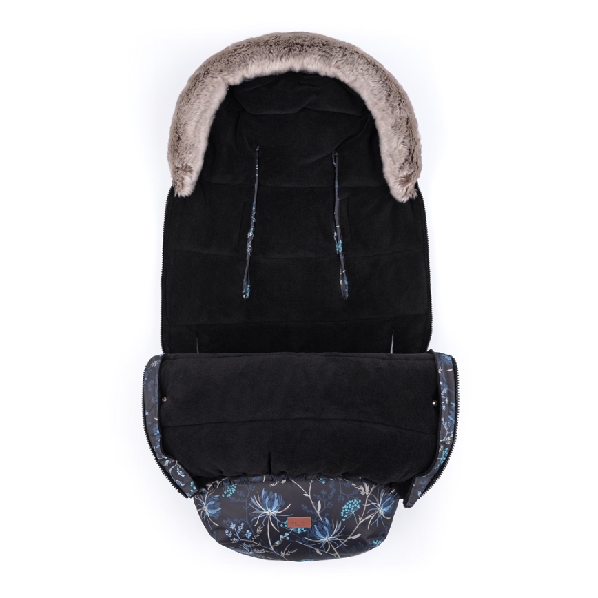 PETITE&MARS - ZESTAW Śpiwór dziecięcy 4 w 1 COMFY Stylish Beauty + mufki na ręce na wózek FURRY Forever Black