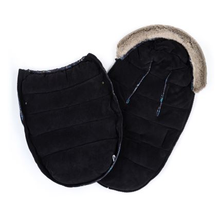 PETITE&MARS - ZESTAW Śpiwór dziecięcy 4 w 1 COMFY Stylish Beauty + mufki na ręce na wózek FURRY Forever Black