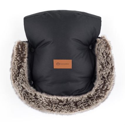 PETITE&MARS - ZESTAW Śpiwór dziecięcy 4 w 1 COMFY Stylish Beauty + mufki na ręce na wózek FURRY Forever Black