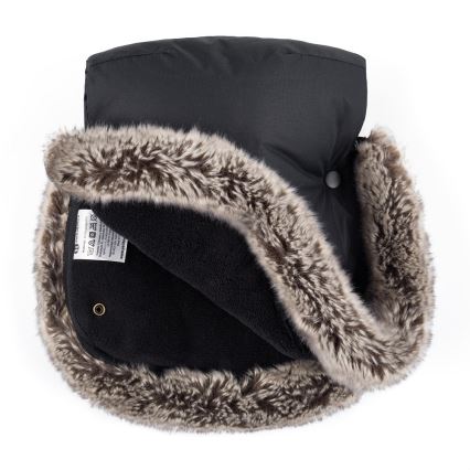 PETITE&MARS - ZESTAW Śpiwór dziecięcy 4 w 1 COMFY Stylish Beauty + mufki na ręce na wózek FURRY Forever Black