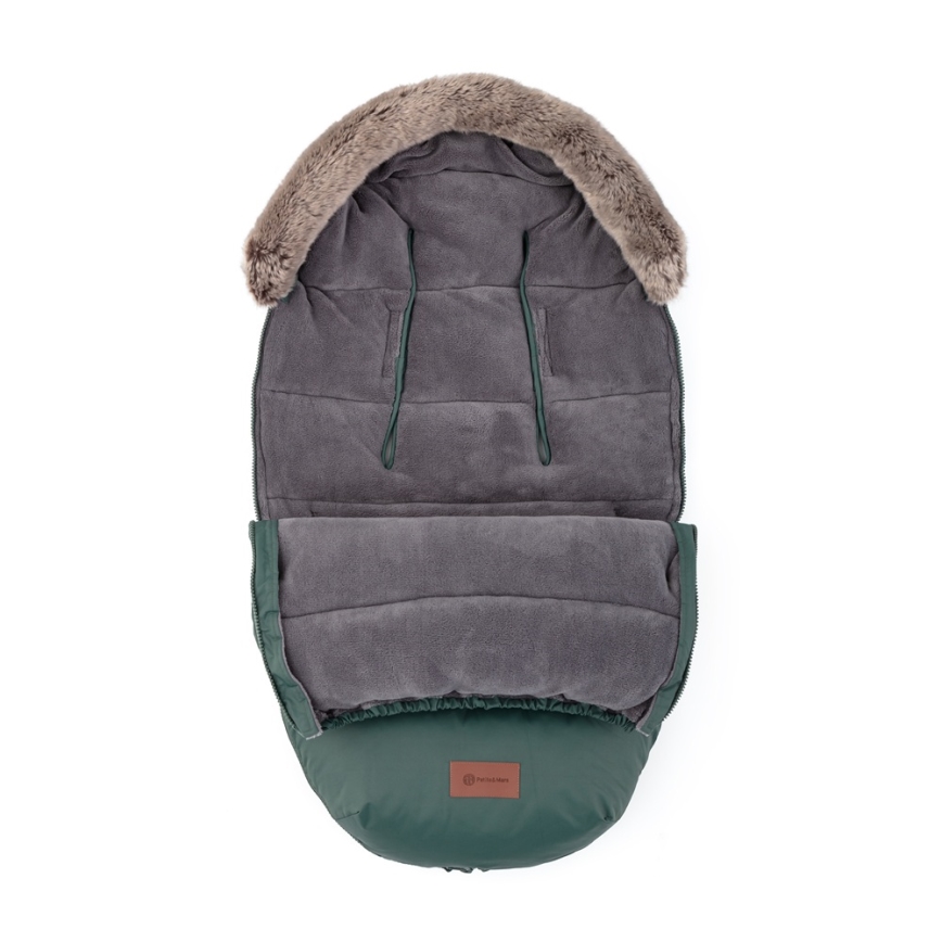 PETITE&MARS - ZESTAW Śpiworek dziecięcy 4w1 COMFY + mufki do wózka FURRY Khaki