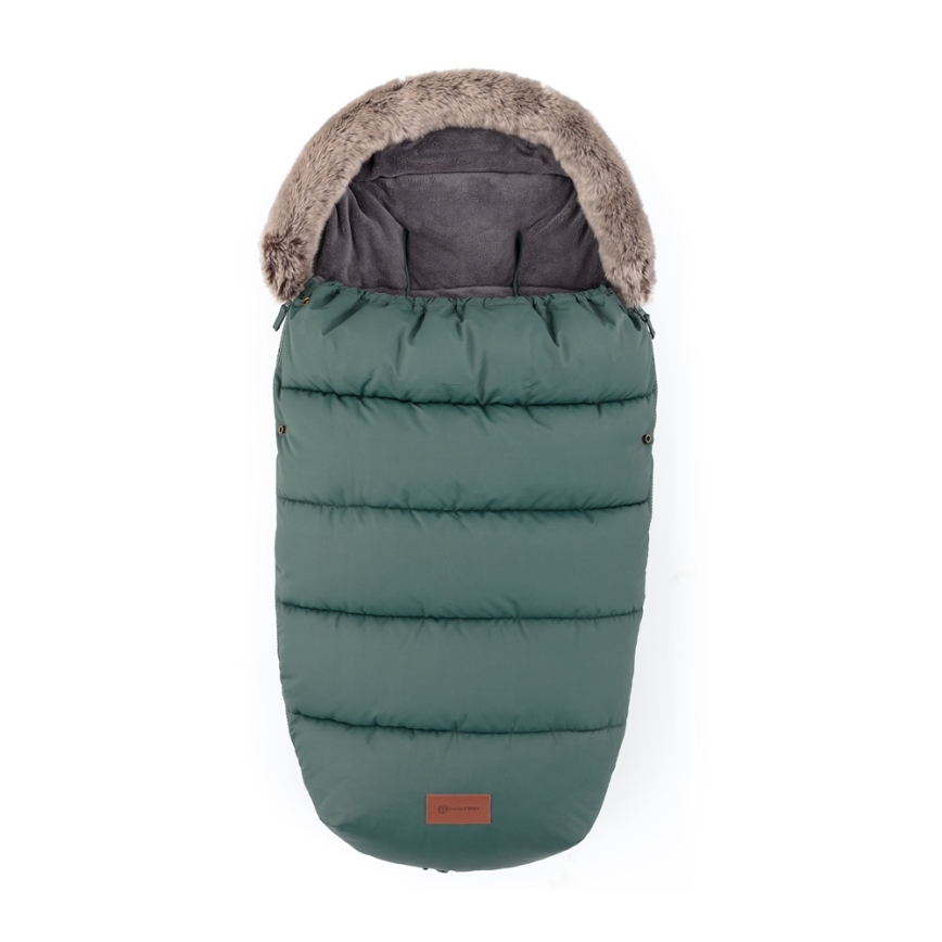 PETITE&MARS - ZESTAW Śpiworek dziecięcy 4w1 COMFY + mufki do wózka FURRY Khaki