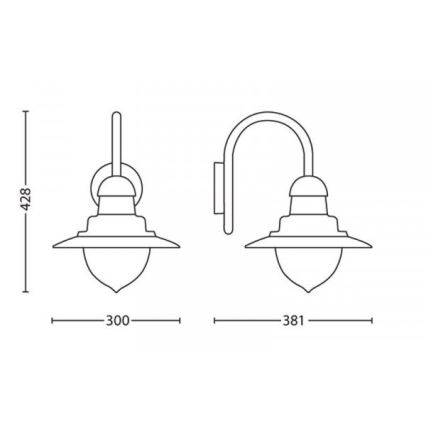 Philips 01652/06/PN - Kinkiet zewnętrzny RAINDROP 1xE27/53W/230V IP44