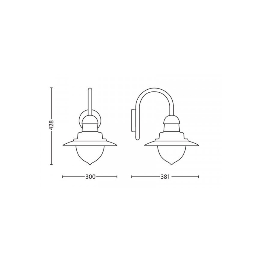 Philips 01652/06/PN - Kinkiet zewnętrzny RAINDROP 1xE27/53W/230V IP44