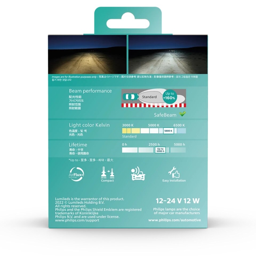 Philips 11342U51X2 - ZESTAW 2x LED Żarówka samochodowa Ultinon Pro5100 H4 P43t-38/12W/12/24V 5800K