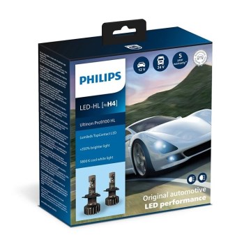 Philips 11342U91X2 -ZESTAW 2x LED Żarówka samochodowa Ultinon 9100 H4 P43t-38/13,2W/12/24V 5800K