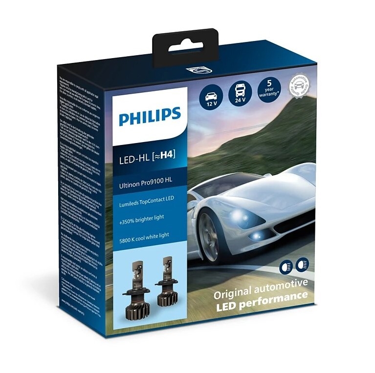 Philips 11342U91X2 -ZESTAW 2x LED Żarówka samochodowa Ultinon 9100 H4 P43t-38/13,2W/12/24V 5800K