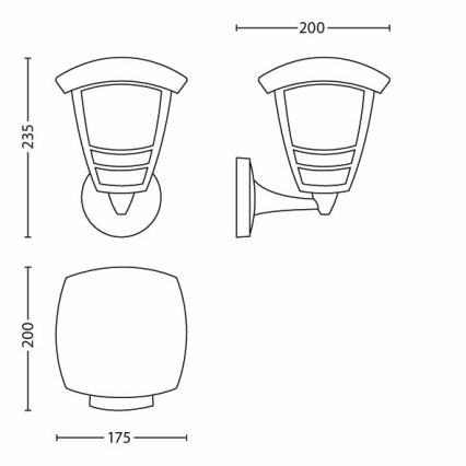 Philips - Lampa ścienna zewnętrzna E27/60W/230V