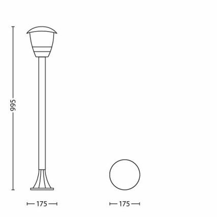 Philips – Lampa zewnętrzna 1xE27/60W/230V czarna