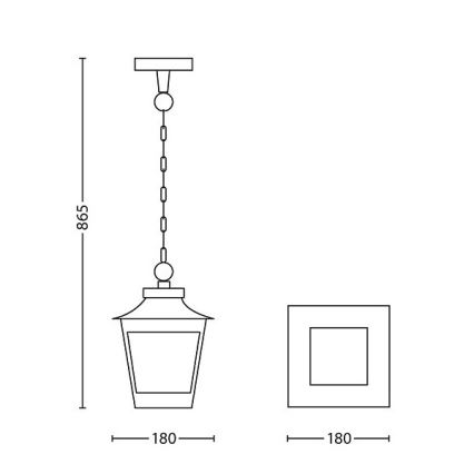 Philips 15406/86/PN - Żyrandol zewnętrzny HEDGE 1xE27/60W/230V IP44