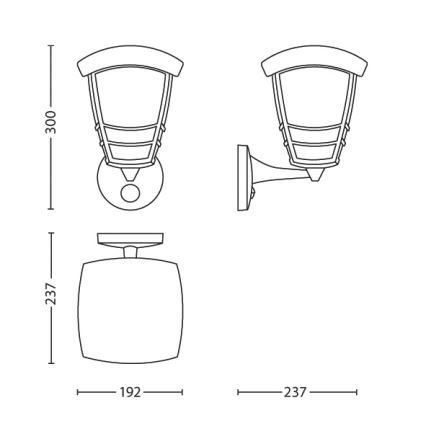 Philips 15468/54/16 - Odkryty kinkiet z czujnikiem MYGARDEN STREAM 1xE27/60W/230V