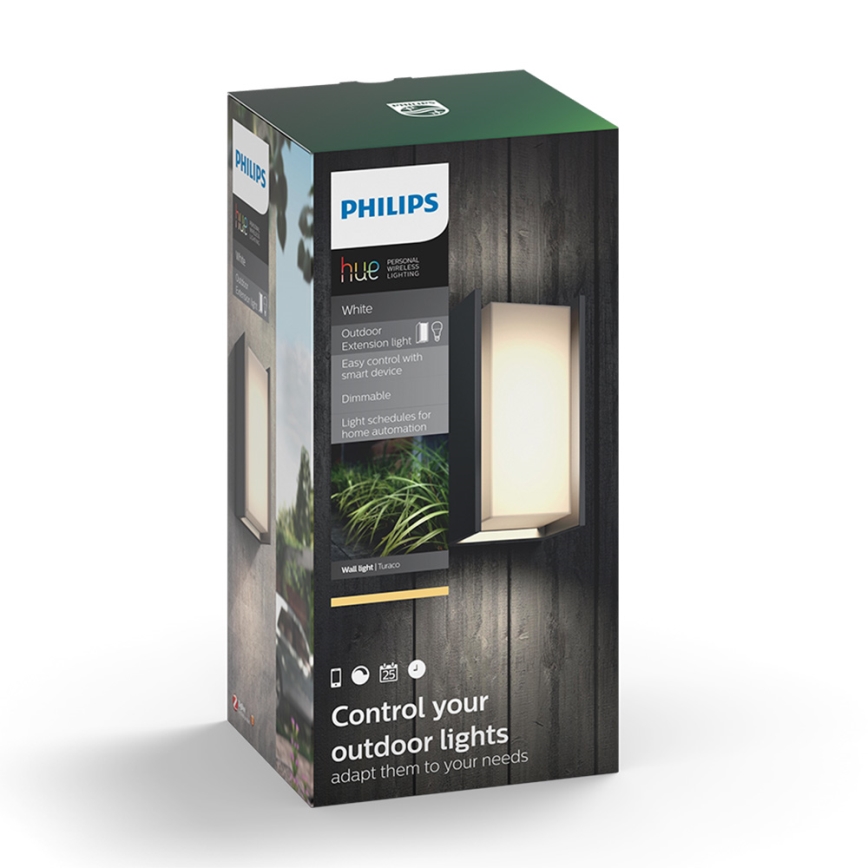 Philips 16472/93/P0 - LED Kinkiet zewnętrzny HUE TURACO 1xE27/9,5W/230V
