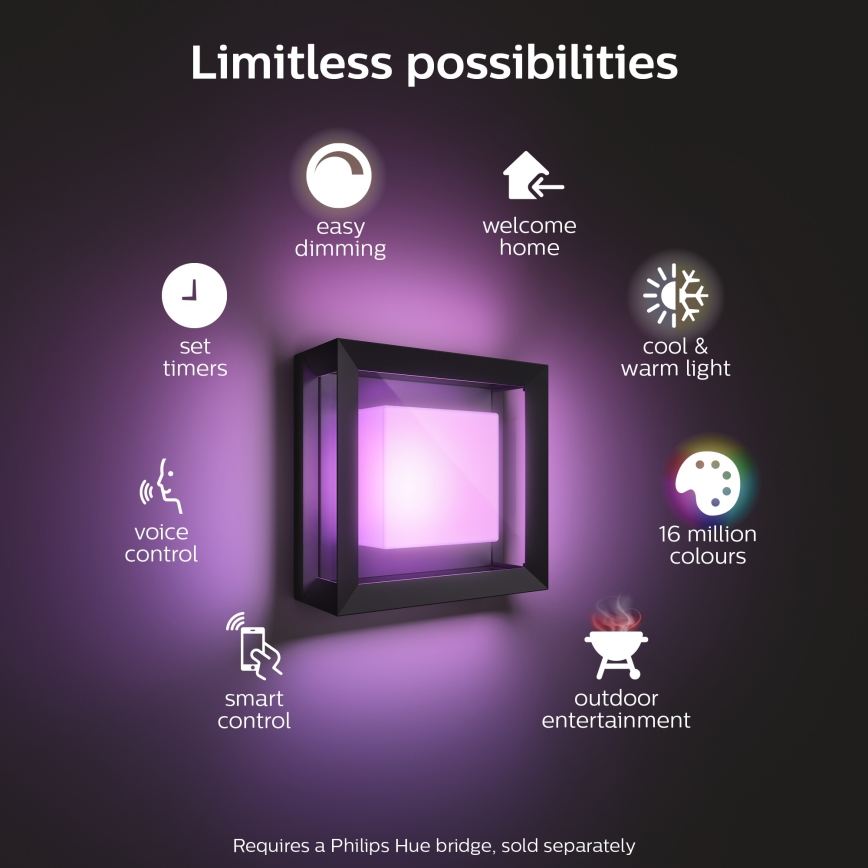 Philips 17438/30/P7 - LED RGB Kinkiet zewnętrzny HUE ECONIC LED/15W/230V IP44