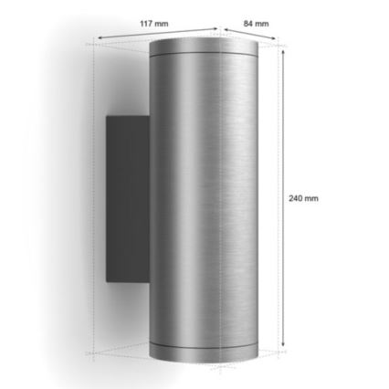 Philips - LED RGBW Ściemnialny kinkiet zewnętrzny Hue APPEAR 2xLED/8W/230V IP44