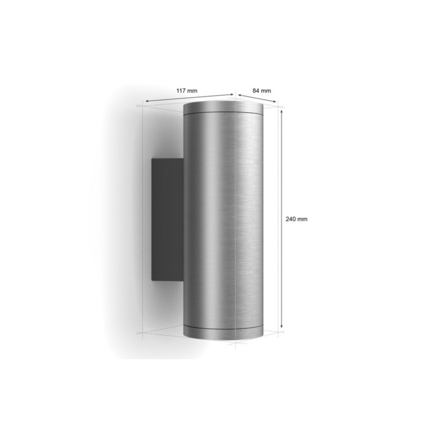 Philips - LED RGBW Ściemnialny kinkiet zewnętrzny Hue APPEAR 2xLED/8W/230V IP44