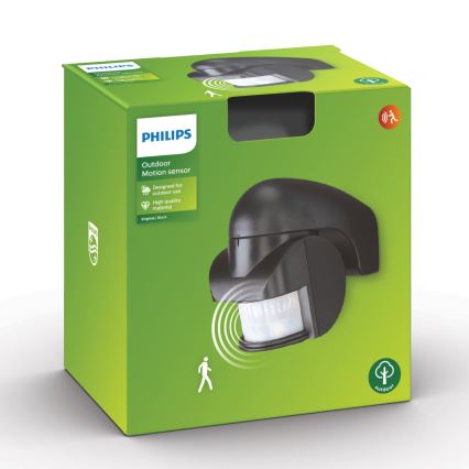 Philips - Zewnetrzny czujnik ruchu IP44 czarny